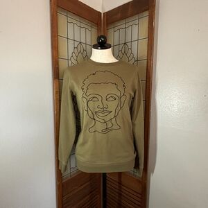 Well Worn BLM Olive Green Black Lives Matter Silhouette Sweatshirt Size XL